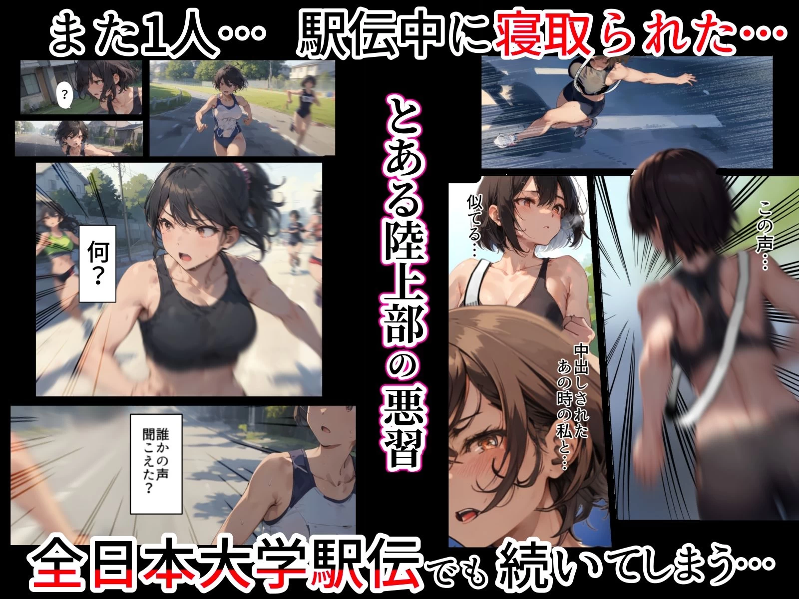 d_288249 | 再開！寝取られ大学駅伝-陸上女子は大会中にOBに中出し孕まされ敗退出産ゴールへ！全国大学駅伝でやっと遠距離から再会した彼女達はチャラ男達に寝取られる話【寝取られ駅伝2】【寝取られるタマシギの一滴】 - サンプル画像1