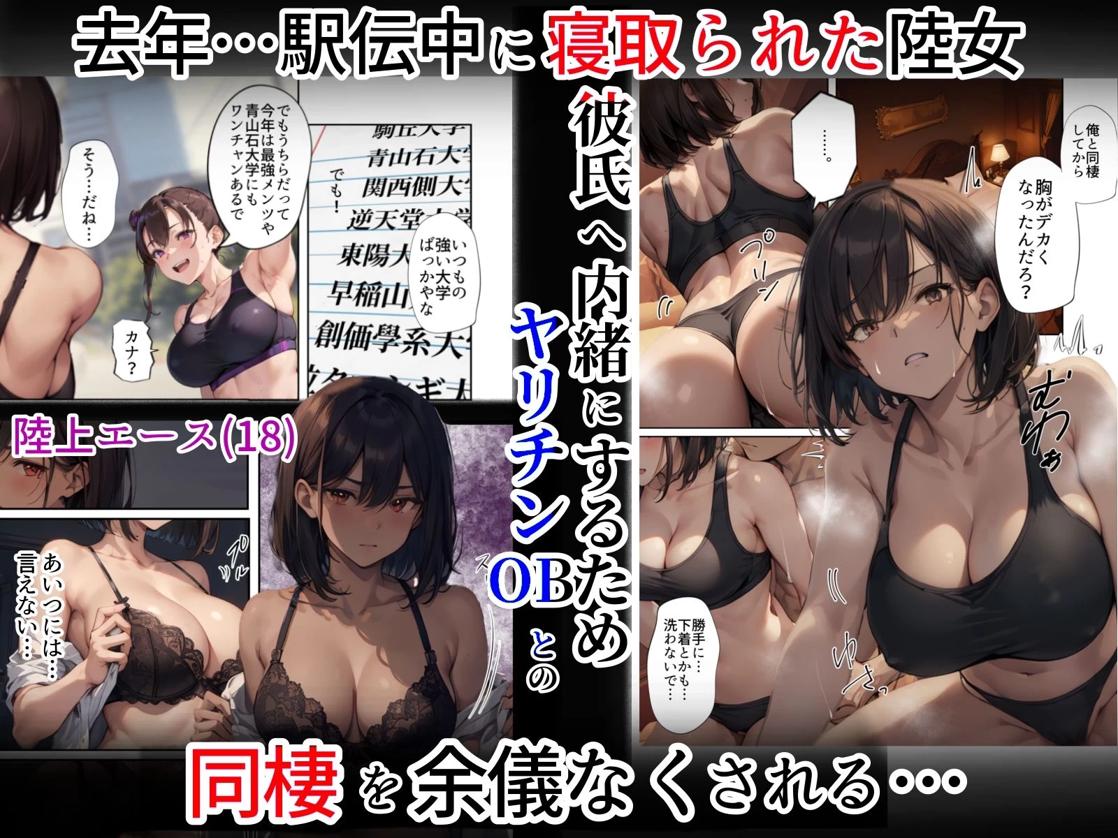 d_288249 | 再開！寝取られ大学駅伝-陸上女子は大会中にOBに中出し孕まされ敗退出産ゴールへ！全国大学駅伝でやっと遠距離から再会した彼女達はチャラ男達に寝取られる話【寝取られ駅伝2】【寝取られるタマシギの一滴】 - サンプル画像2