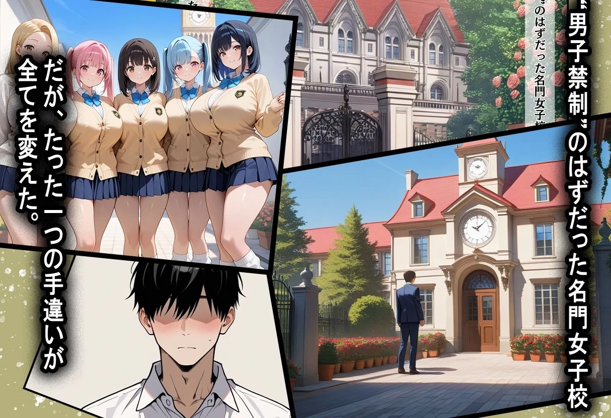 d_637728 | 間違って女子校に入学したらムチムチ女子校生に毎日中出しを要求される学園生活〜爆乳ポニテと黒髪ロング編〜【しらたまレモネード】 - サンプル画像1