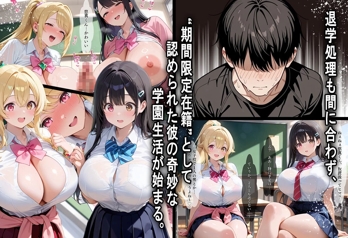 d_637728 | 間違って女子校に入学したらムチムチ女子校生に毎日中出しを要求される学園生活〜爆乳ポニテと黒髪ロング編〜【しらたまレモネード】 - サンプル画像3