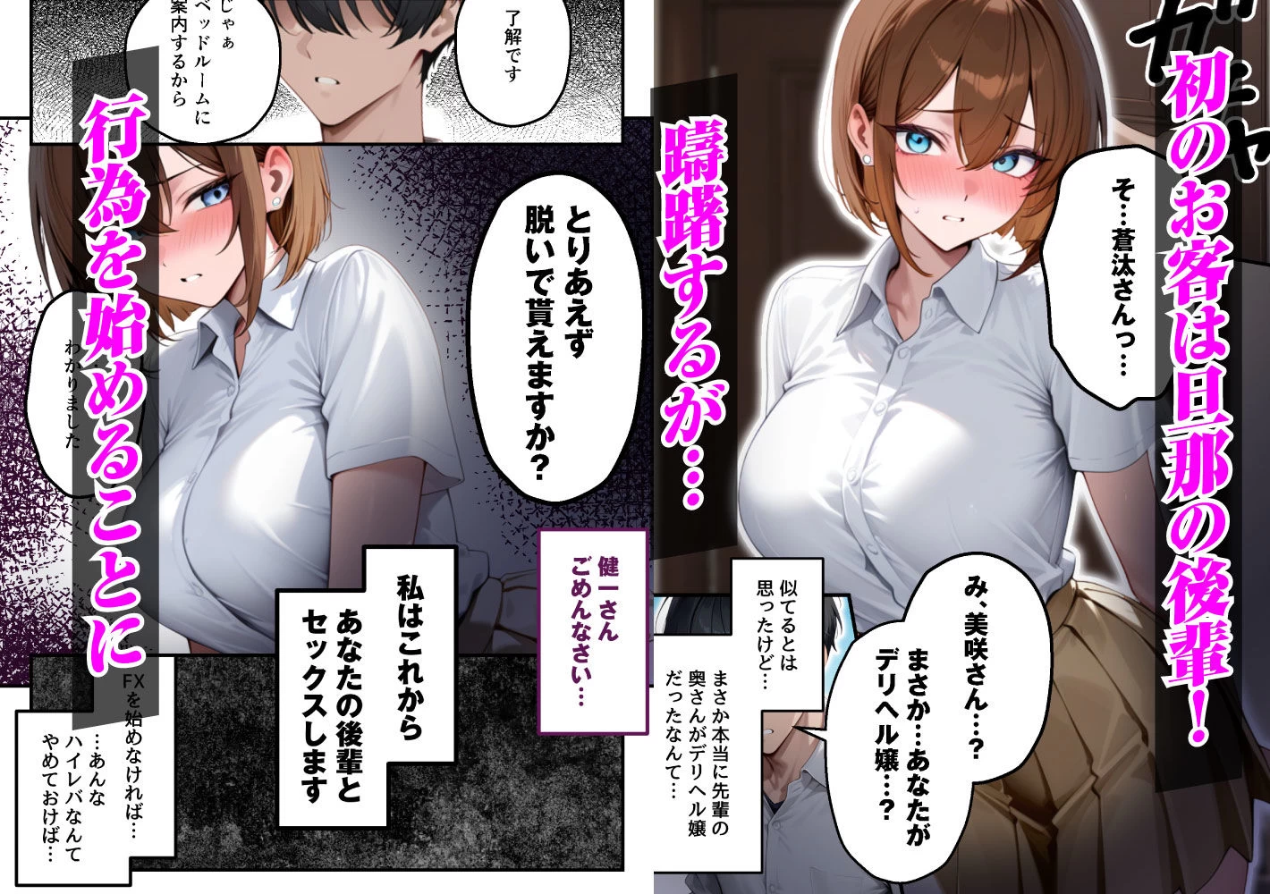 d_654151 | 【人妻デリヘルNTR】デリヘル呼んだら先輩の妻が来た〜FXにハマった貞淑妻が堕ちるまで〜【あまくち工房】 - サンプル画像3
