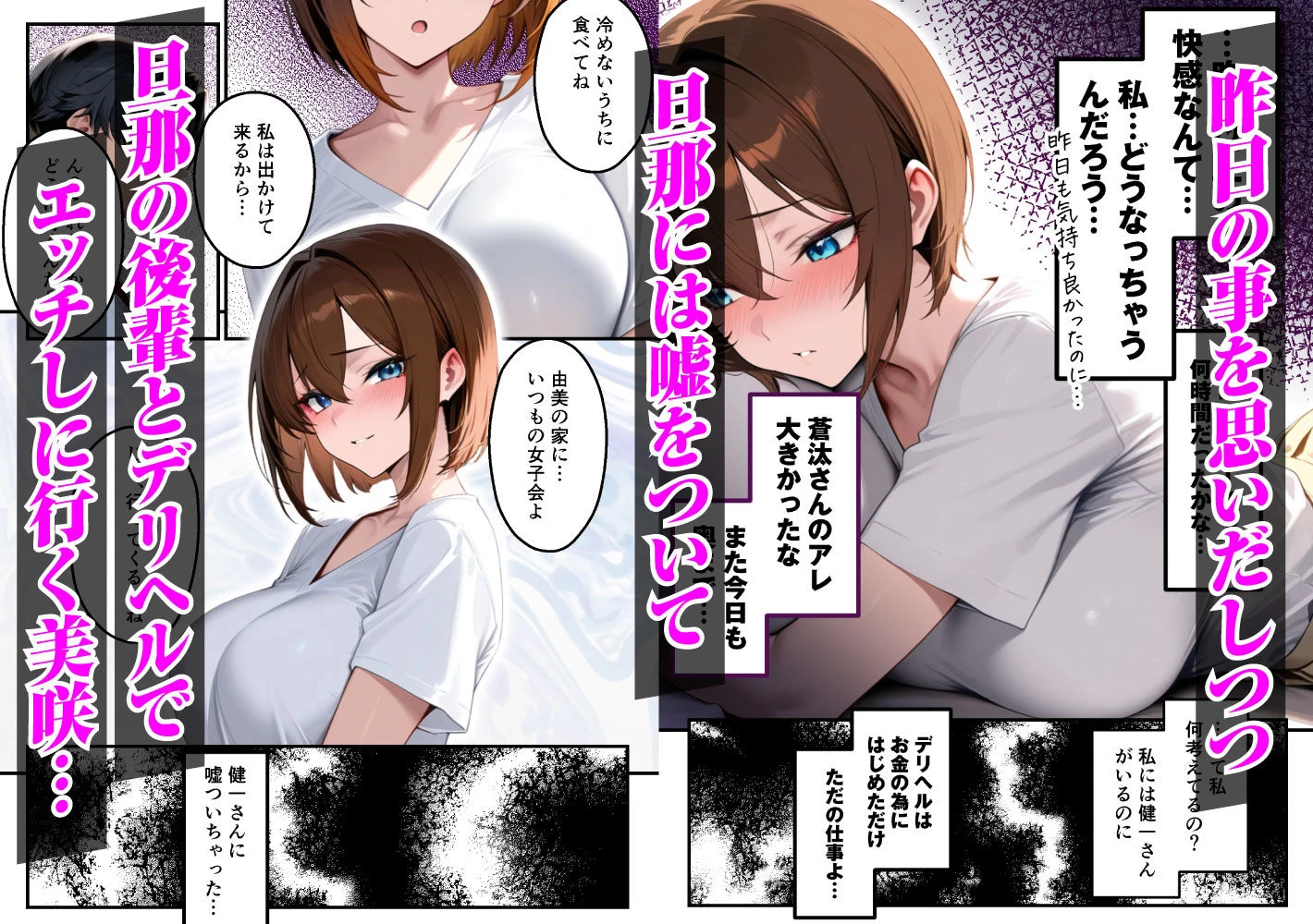 d_654151 | 【人妻デリヘルNTR】デリヘル呼んだら先輩の妻が来た〜FXにハマった貞淑妻が堕ちるまで〜【あまくち工房】 - サンプル画像7