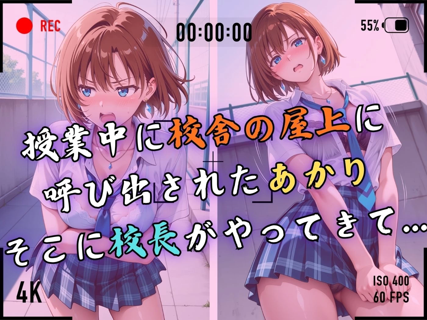 d_676403 | 【4Kイラスト】1万3000人の生徒を抱いた校長による森あかりへの性指導（学校屋上編）【Re:ライト_栄新学園】 - サンプル画像4