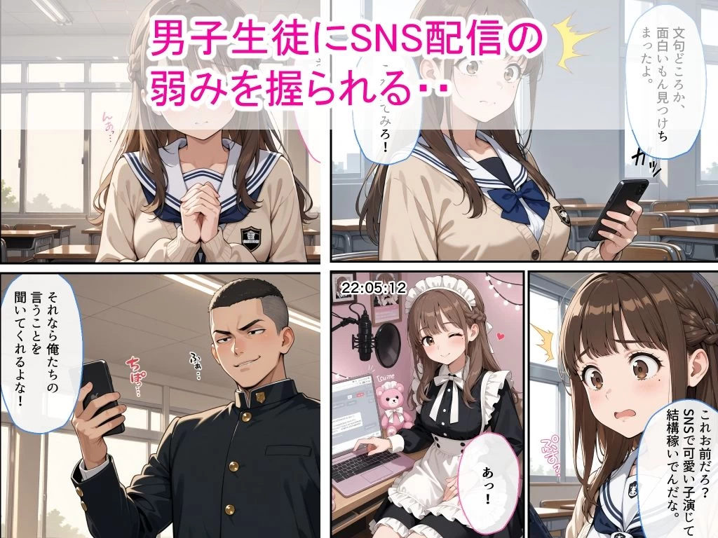 d_678379 | 生意気女子校生がSNS配信の秘密を同級生に握られ教室で中出しされた話【AIザッハトルテ】 - サンプル画像2