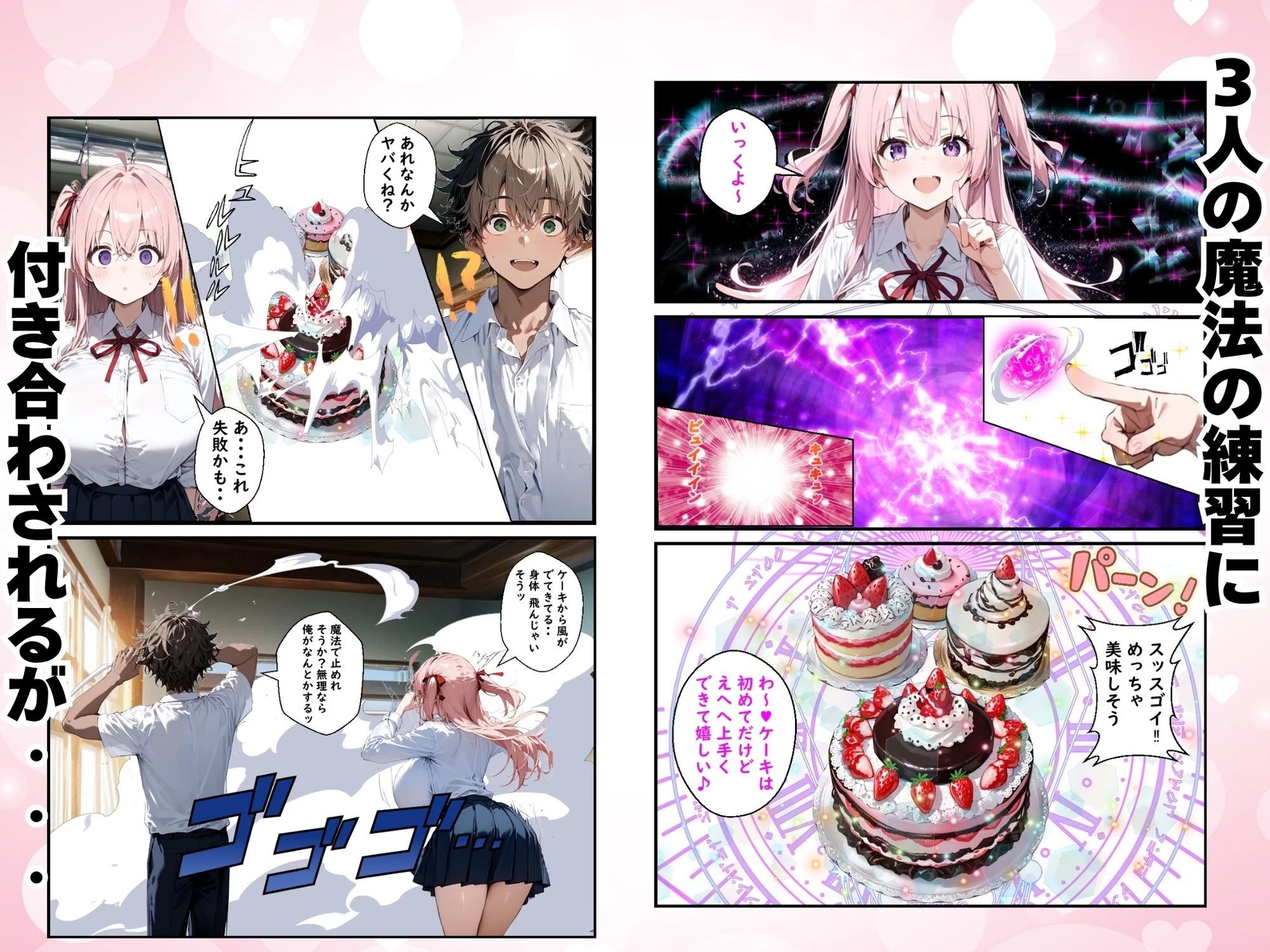 d_678394 | Hぷにんぐ  幼馴染魔法少女3人と魔法失敗でラッキースケベ連発のハーレム学園生活【むぎゅっと館】 - サンプル画像3
