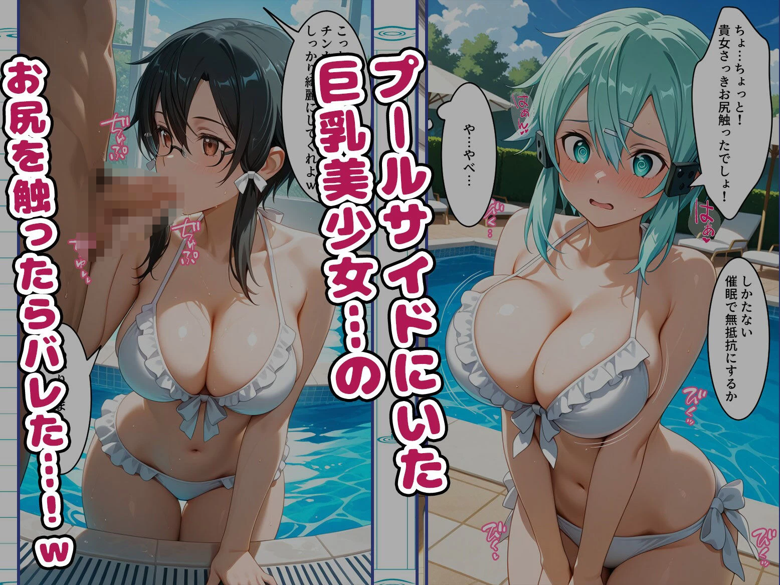 d_679494 | 【S〇O編】知ってる？このプール…備え付けの「オナホ」があるらしいよ？2話【AIJKアート】 - サンプル画像1