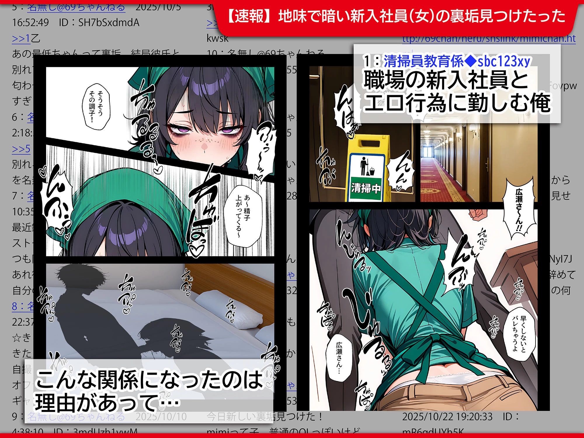 d_689069 | 地味でブスだと思ってた新人清掃員の裏垢特定 粘着SEXで彼氏と別れさせた物語【69ちゃんねる】 - サンプル画像1