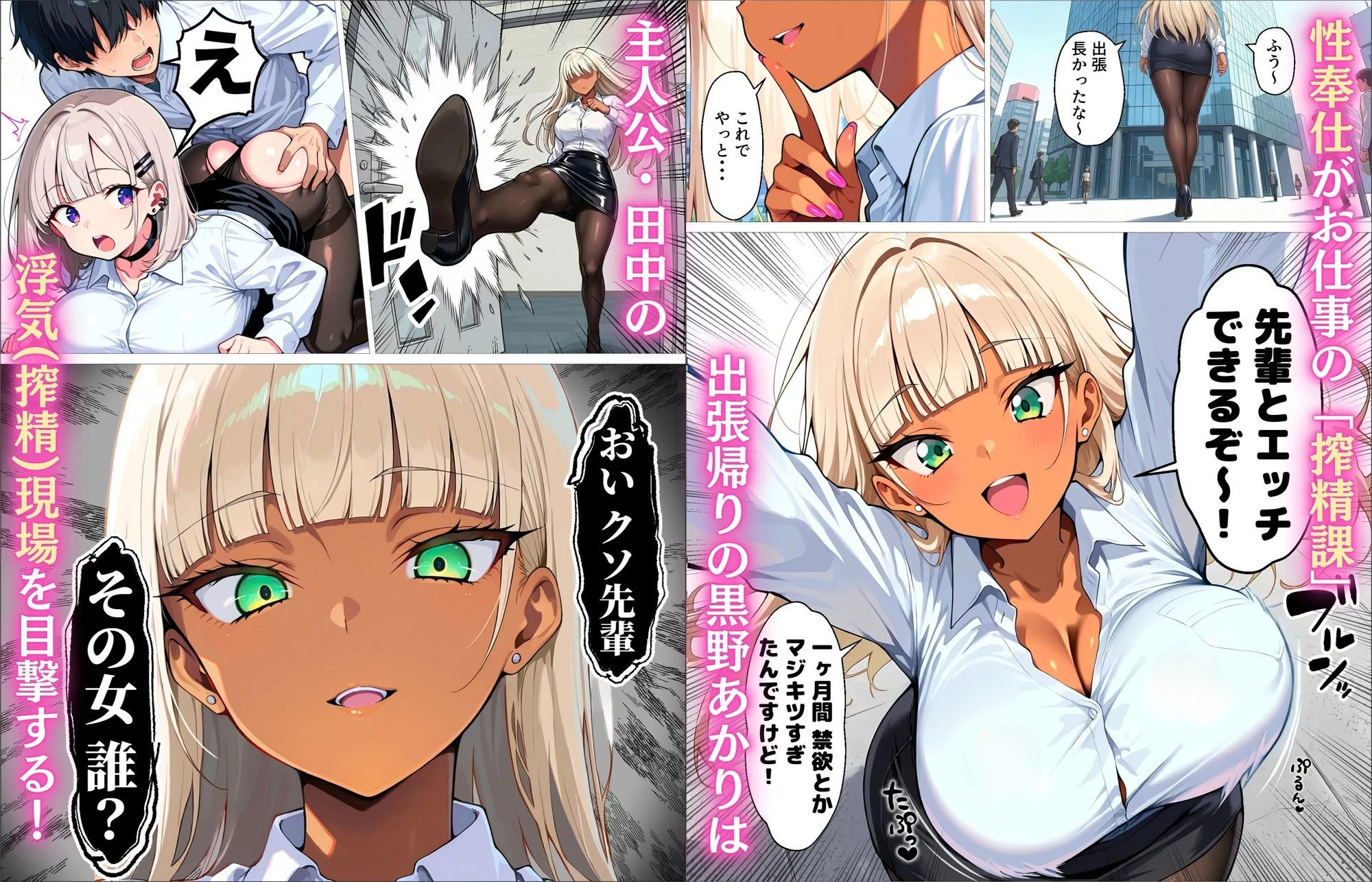 d_719384 | 新卒の黒ギャルとダウナーギャルが「2人で」搾精してくれる話【okita】 - サンプル画像1