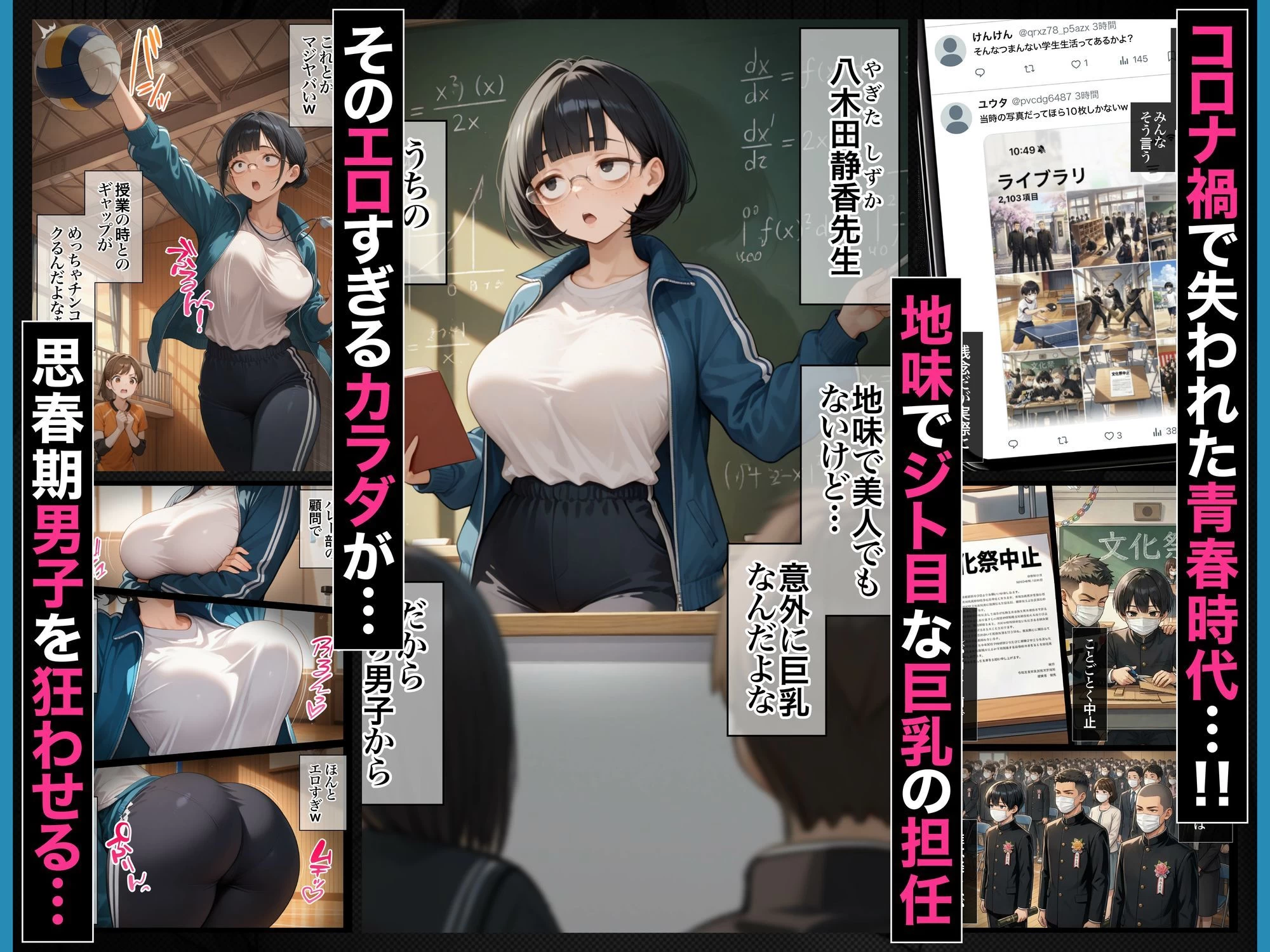 d_757104 | ジト目で地味な巨乳の担任を孕ませたい 担当科目:数学 バレー部顧問 独身 愛称:シズちゃん・ヤギT（30歳）【ZOCKZOCK出版】 - サンプル画像4